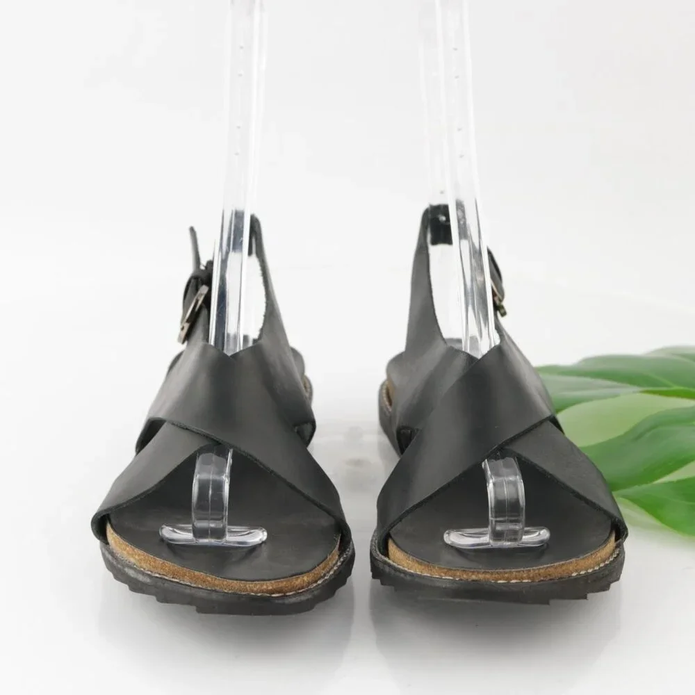 Matisse Womens Arielle Sandal Size 7 Black Leather Slingback Gladiator‎ Lug Sole